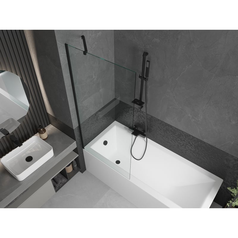 Mexen Next 1-wing bathtub screen 80 x 150 cm, transparent, black - 895-080-000-00-00-70