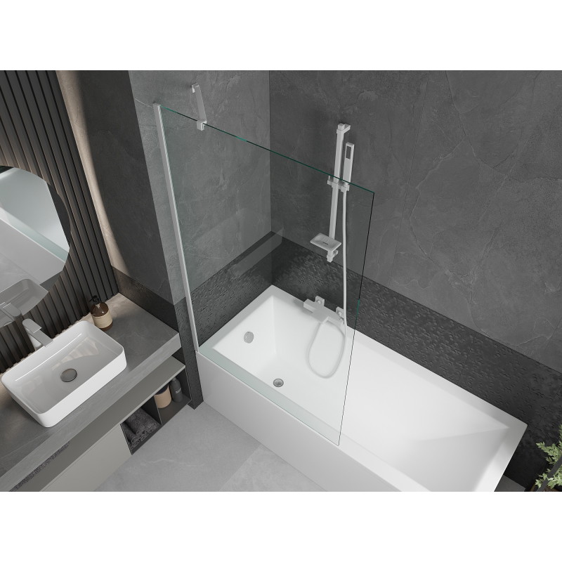 Mexen Next 1-panel bathtub screen 100 x 150 cm, transparent, white - 895-100-000-00-00-20