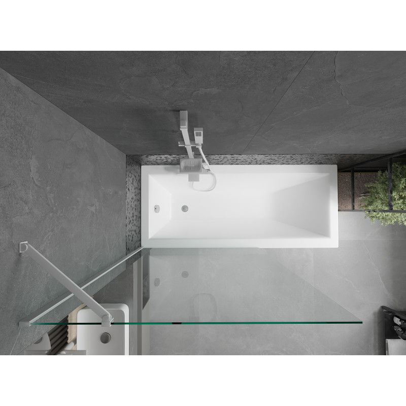 Mexen Next 1-wing Bath Screen 100 x 150 cm, Transparent, White - 895-100-000-00-00-20