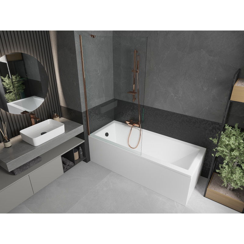 Mexen Next 1-wing bath screen 100 x 150 cm, transparent, rose gold - 895-100-000-00-00-60