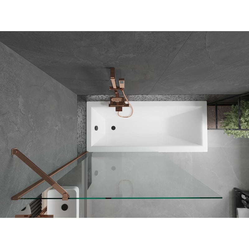 Mexen Next 1-wing bath screen 100 x 150 cm, transparent, rose gold - 895-100-000-00-00-60