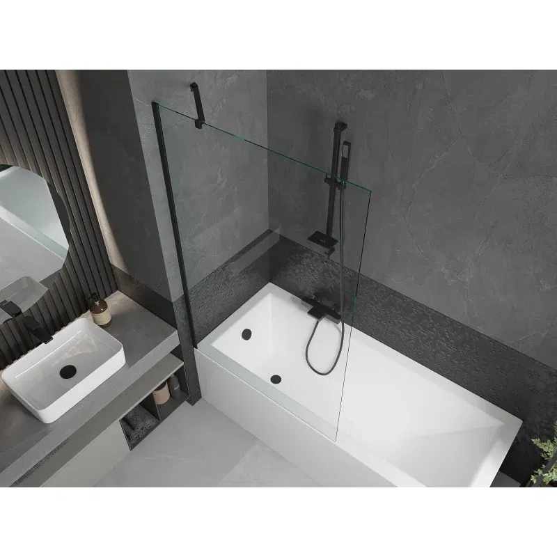 Mexen Next 1-Panel Bathtub Screen 100 x 150 cm, Transparent, Black - 895-100-000-00-00-70