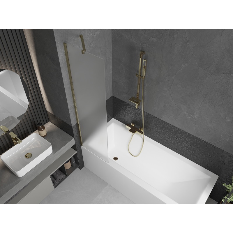Mexen Next 1-wing bathtub screen 50 x 150 cm, frost, gold - 895-050-000-00-30-50