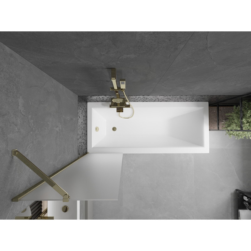 Mexen Next 1-wing bathtub screen 50 x 150 cm, frost, gold - 895-050-000-00-30-50