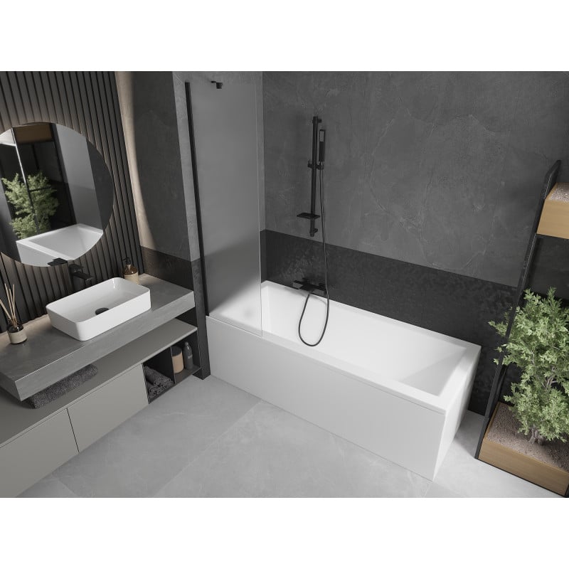 Mexen Next 1-door Bath Screen 50 x 150 cm, Frosted, Black - 895-050-000-00-30-70