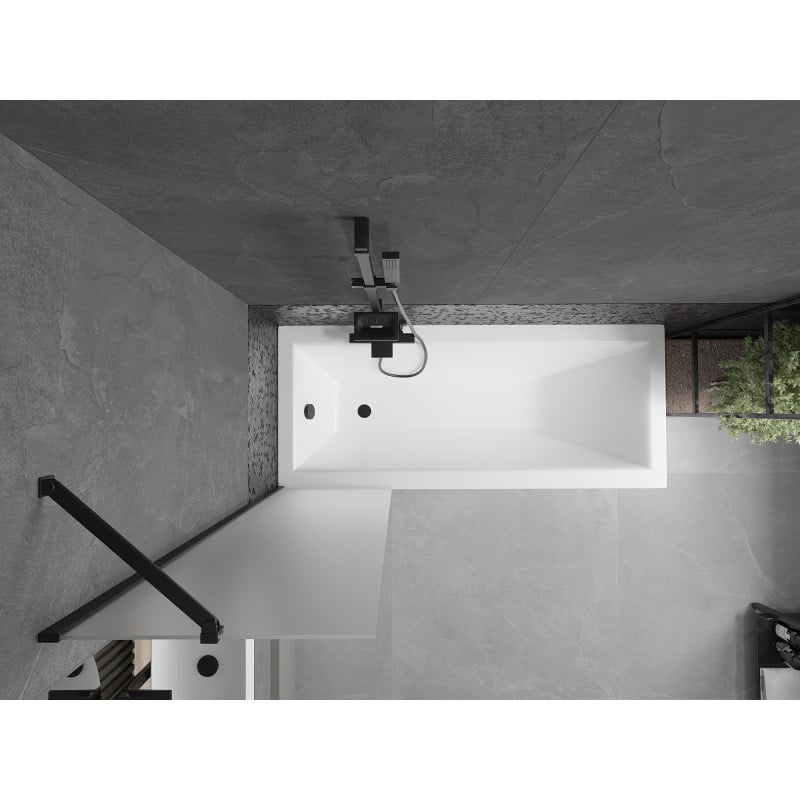 Mexen Next 1-door Bath Screen 50 x 150 cm, Frosted, Black - 895-050-000-00-30-70