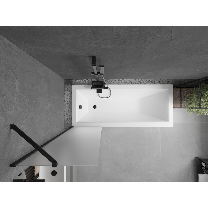 Mexen Next bathtub screen 1-panel 50 x 150 cm, frost, black - 895-050-000-00-30-70