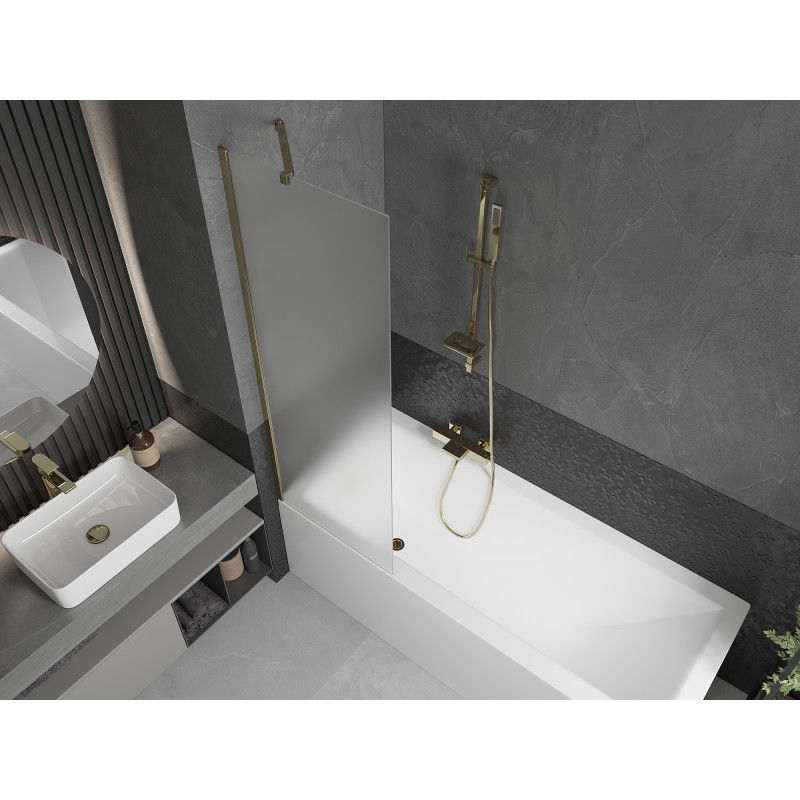 Mexen Next 1-panel Bath Screen 60 x 150 cm, Frosted, Gold - 895-060-000-00-30-50
