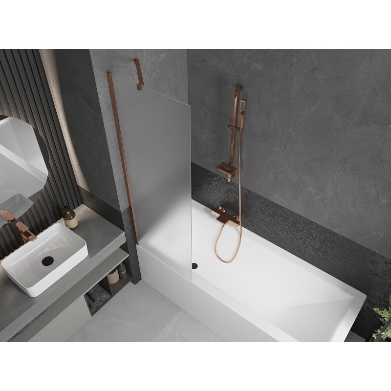 Mexen Next 1-panel bathtub screen 60 x 150 cm, frost, rose gold - 895-060-000-00-30-60
