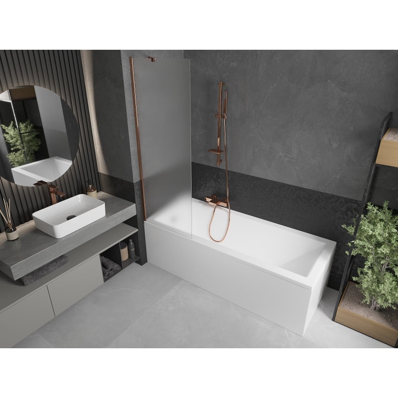 Mexen Next 1-panel Bath Screen 60 x 150 cm, Frost, Rose Gold - 895-060-000-00-30-60
