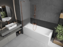 Mexen Next 1-panel bathtub screen 60 x 150 cm, frost, rose gold - 895-060-000-00-30-60