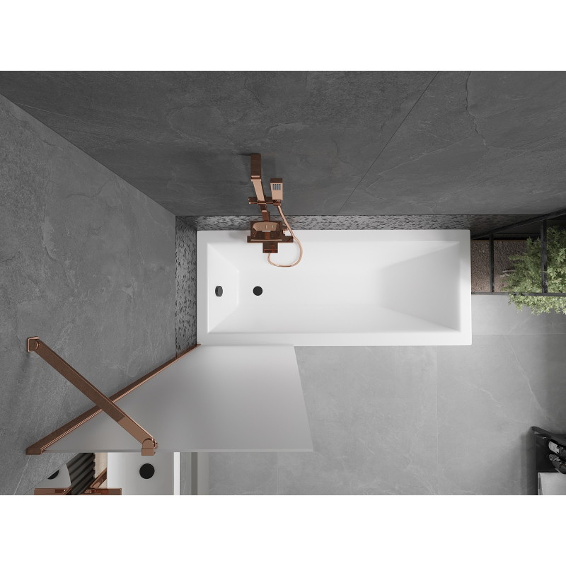 Mexen Next 1-panel bathtub screen 60 x 150 cm, frost, rose gold - 895-060-000-00-30-60