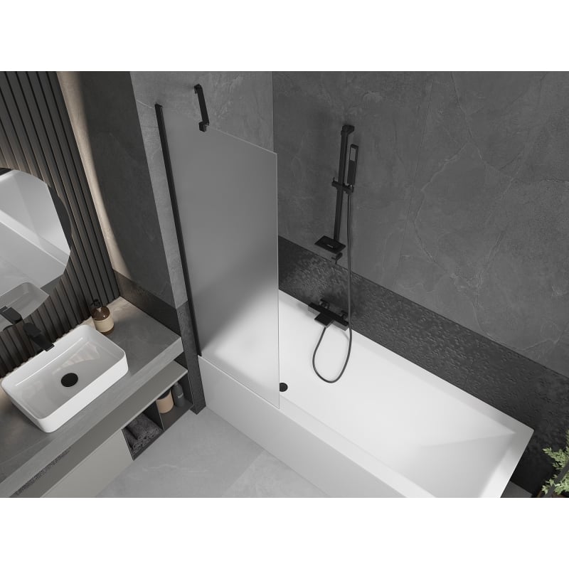 Mexen Next 1-Panel Bath Screen 60 x 150 cm, Frosted, Black - 895-060-000-00-30-70