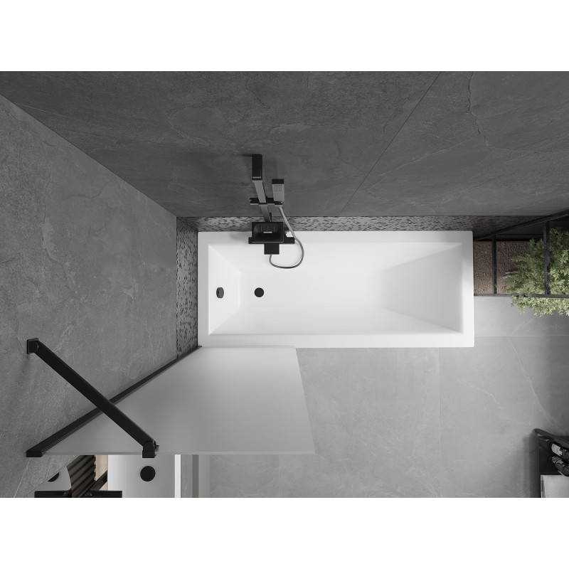 Mexen Next bathtub screen 1-wing 60 x 150 cm, frost, black - 895-060-000-00-30-70