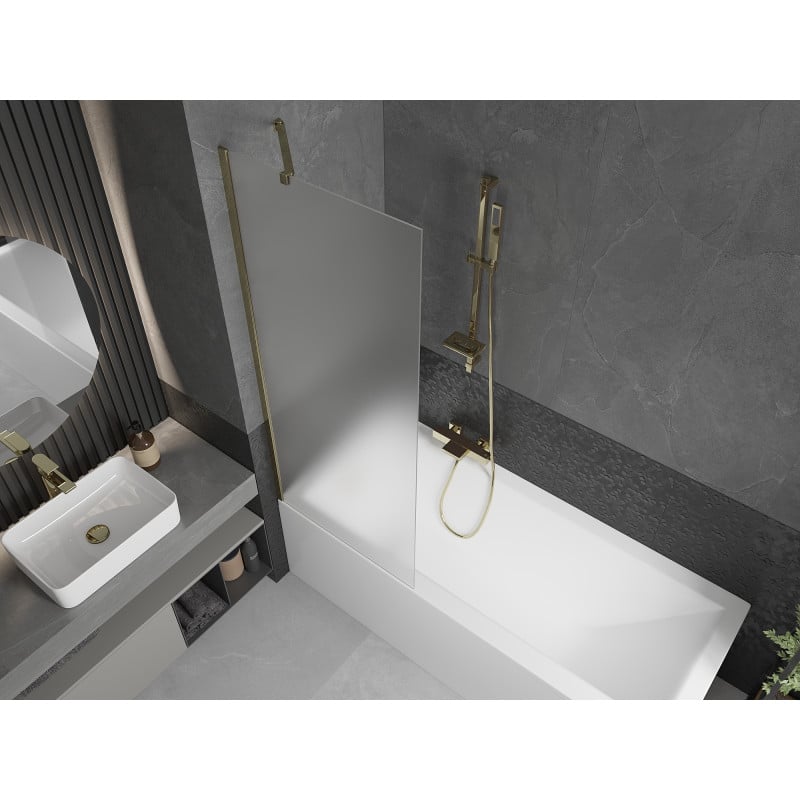 Mexen Next 1-wing bath screen 70 x 150 cm, frosted, gold - 895-070-000-00-30-50