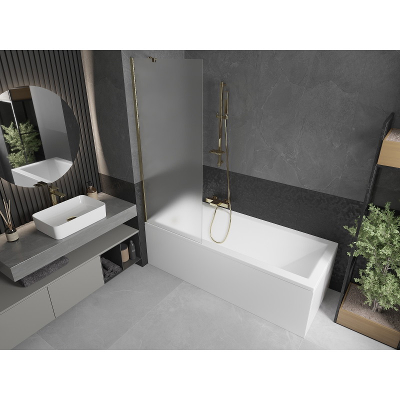 Mexen Next 1-leaf Bath Screen 70 x 150 cm, Frosted, Gold - 895-070-000-00-30-50