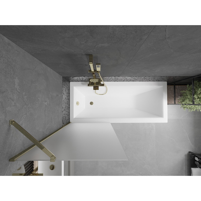 Mexen Next 1-wing bathtub screen 70 x 150 cm, frost, gold - 895-070-000-00-30-50