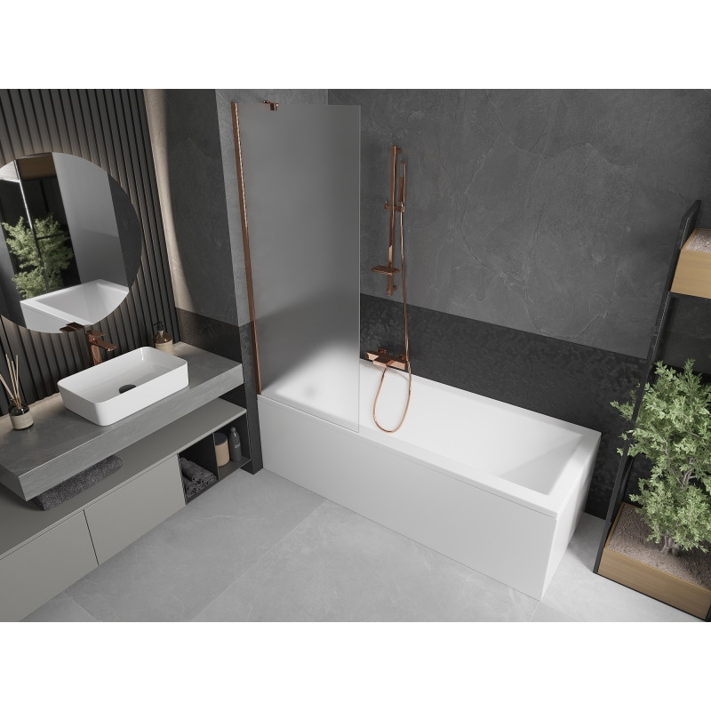 Mexen Next 1-wing bathtub screen 70 x 150 cm, frost, rose gold - 895-070-000-00-30-60
