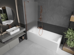 Mexen Next 1-wing bathtub screen 70 x 150 cm, frost, rose gold - 895-070-000-00-30-60