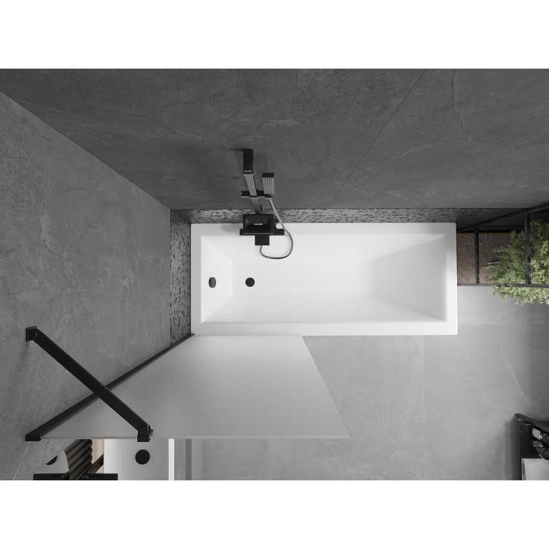 Mexen Next 1-wing bathtub screen 70 x 150 cm, frost, black - 895-070-000-00-30-70