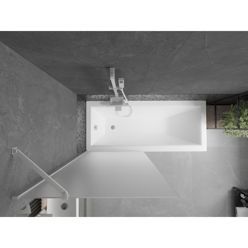 Mexen Next 1-wing bathtub screen 80 x 150 cm, frost, white - 895-080-000-00-30-20