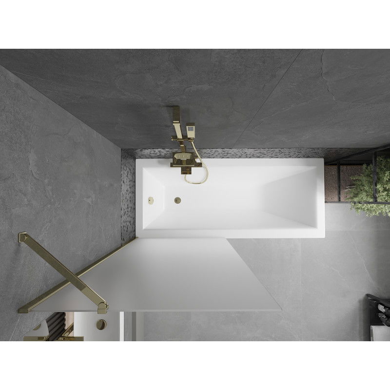 Mexen Next 1-panel bath screen 80 x 150 cm, frost, gold - 895-080-000-00-30-50
