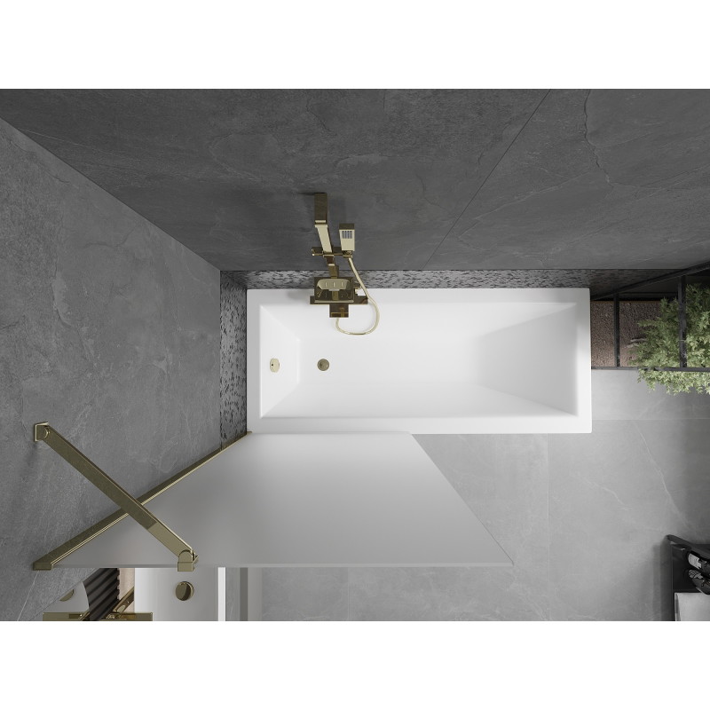 Mexen Next 1-wing bathtub screen 80 x 150 cm, frost, gold - 895-080-000-00-30-50