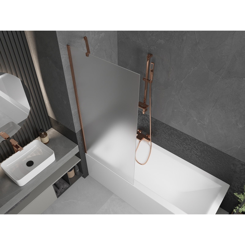 Mexen Next bathtub screen 1-panel 80 x 150 cm, frost, rose gold - 895-080-000-00-30-60