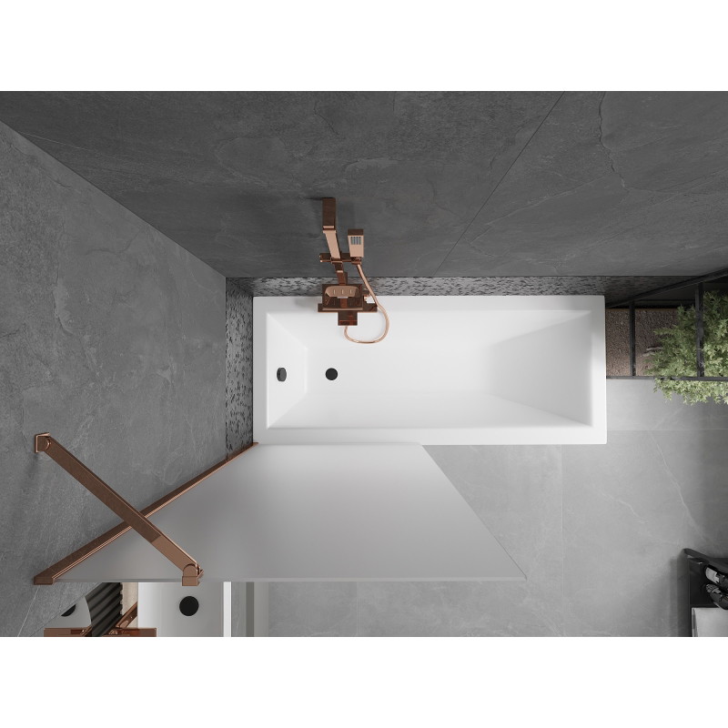 Mexen Next bathtub screen 1-panel 80 x 150 cm, frost, rose gold - 895-080-000-00-30-60
