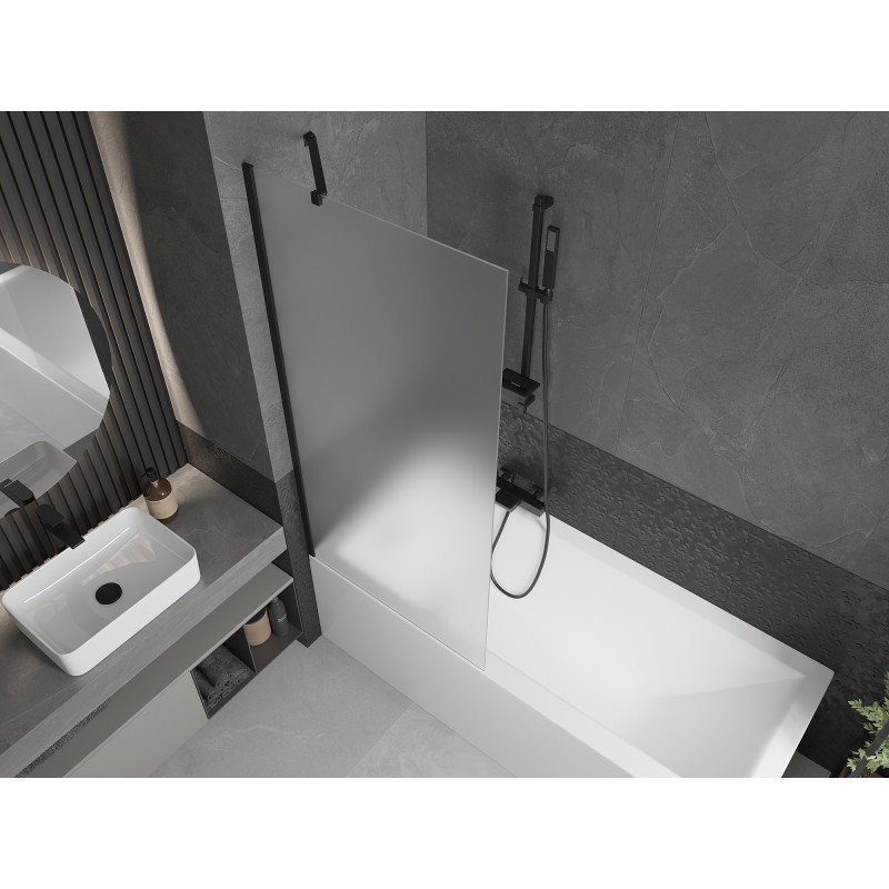 Mexen Next single-wing bathtub screen 80 x 150 cm, frost, black - 895-080-000-00-30-70