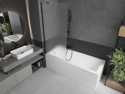 Mexen Next single-wing bathtub screen 80 x 150 cm, frost, black - 895-080-000-00-30-70