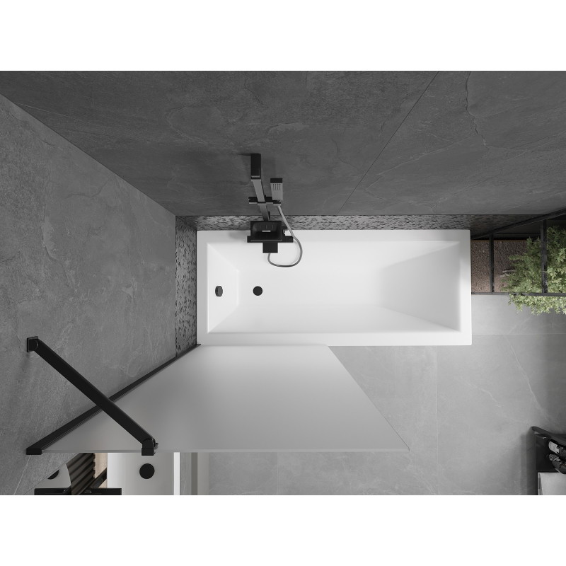 Mexen Next single-panel bathtub screen 80 x 150 cm, frost, black - 895-080-000-00-30-70