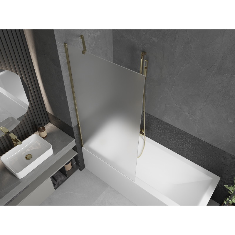 Mexen Next bathtub screen 1-wing 90 x 150 cm, frost, gold - 895-090-000-00-30-50