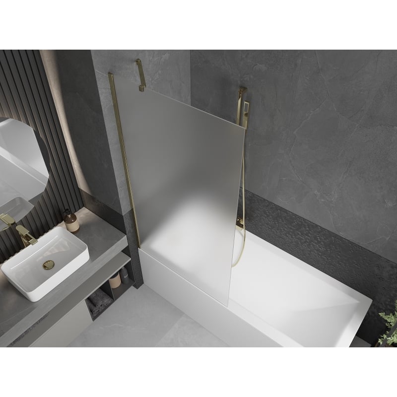 Mexen Next bathtub screen 1-winged 90 x 150 cm, frost, gold - 895-090-000-00-30-50
