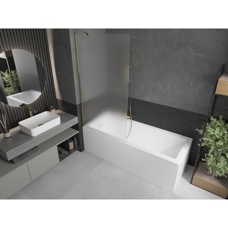 Mexen Next bathtub screen 1-wing 90 x 150 cm, frost, gold - 895-090-000-00-30-50