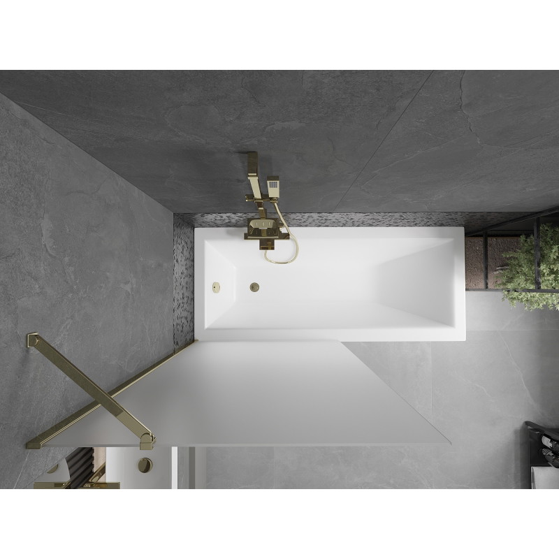 Mexen Next bathtub screen 1-winged 90 x 150 cm, frost, gold - 895-090-000-00-30-50