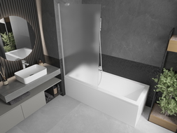 Mexen Next 1-wing bathtub screen 90 x 150 cm, Frosted, White - 895-090-000-00-30-20
