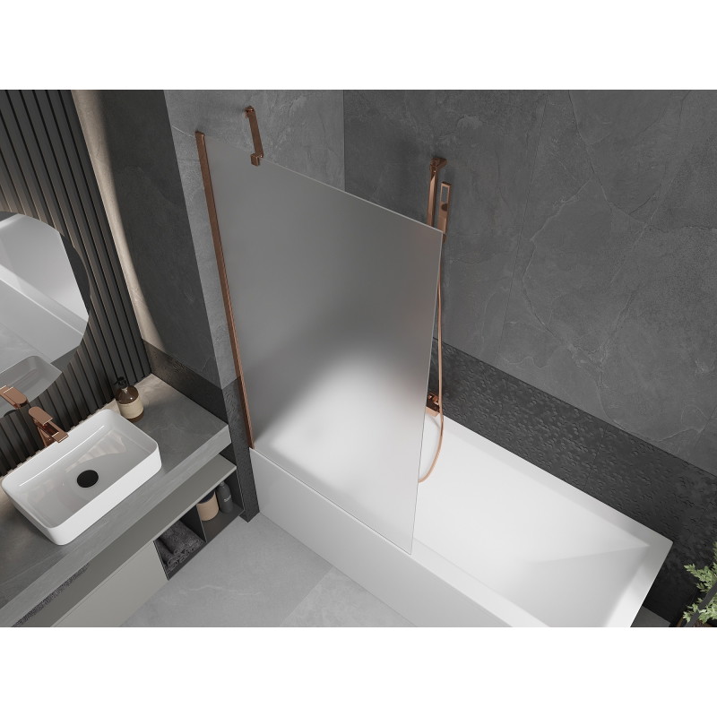 Mexen Next 1-panel bathtub screen 90 x 150 cm, frosted, rose gold - 895-090-000-00-30-60