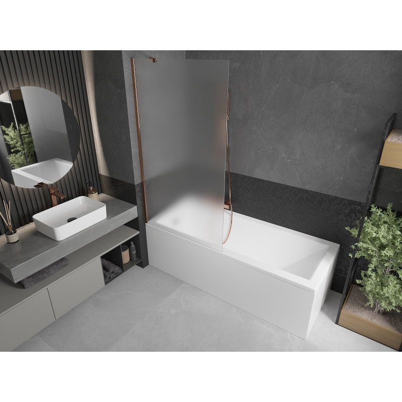Mexen Next 1-wing bathtub screen 90 x 150 cm, frost, rose gold - 895-090-000-00-30-60