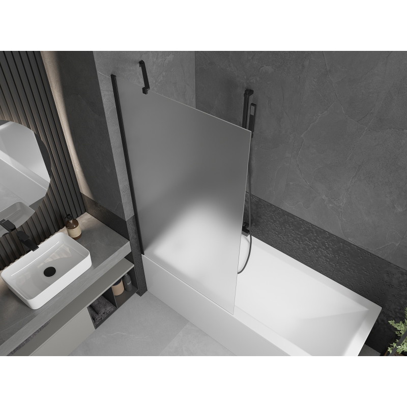 Mexen Next 1-Panel Bathtub Screen 90 x 150 cm, Frosted, Black - 895-090-000-00-30-70