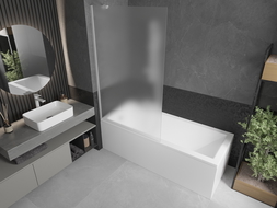 Mexen Next 1-wing bathtub screen 100 x 150 cm, Frosted, White - 895-100-000-00-30-20