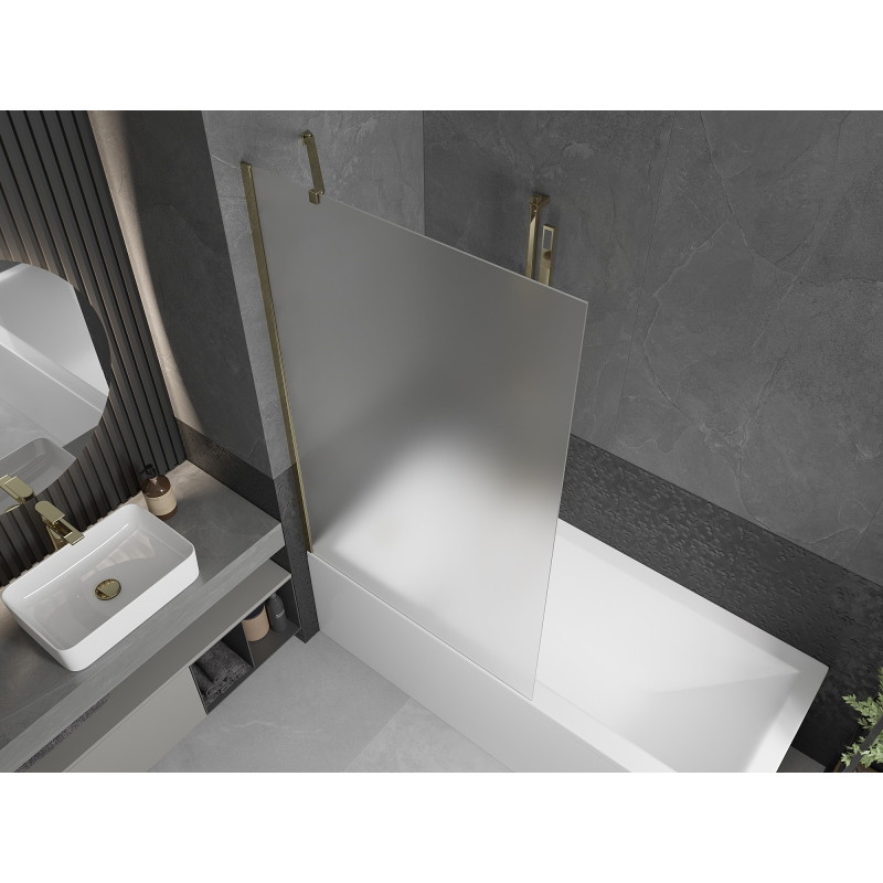 Mexen Next 1-panel bathtub screen 100 x 150 cm, frost, gold - 895-100-000-00-30-50