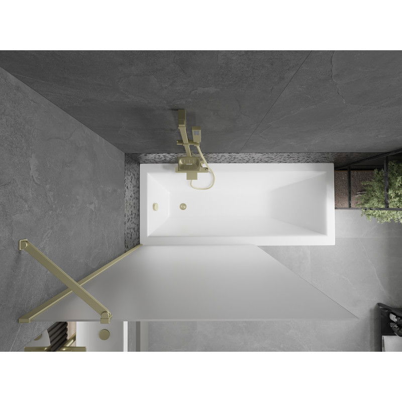 Mexen Next 1-wing bath screen 100 x 150 cm, frosted, gold - 895-100-000-00-30-50