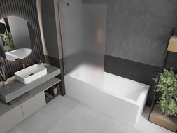Mexen Next 1-wing bathtub screen 100 x 150 cm, Frosted, Rose gold - 895-100-000-00-30-60