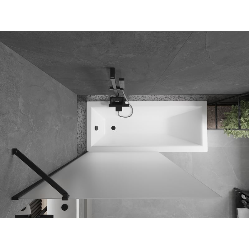 Mexen Next 1-panel bathtub screen 100 x 150 cm, frost, black - 895-100-000-00-30-70