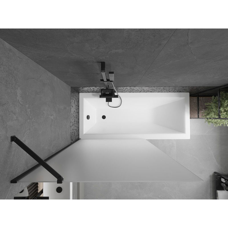 Mexen Next single-leaf bath screen 100 x 150 cm, frost, black - 895-100-000-00-30-70