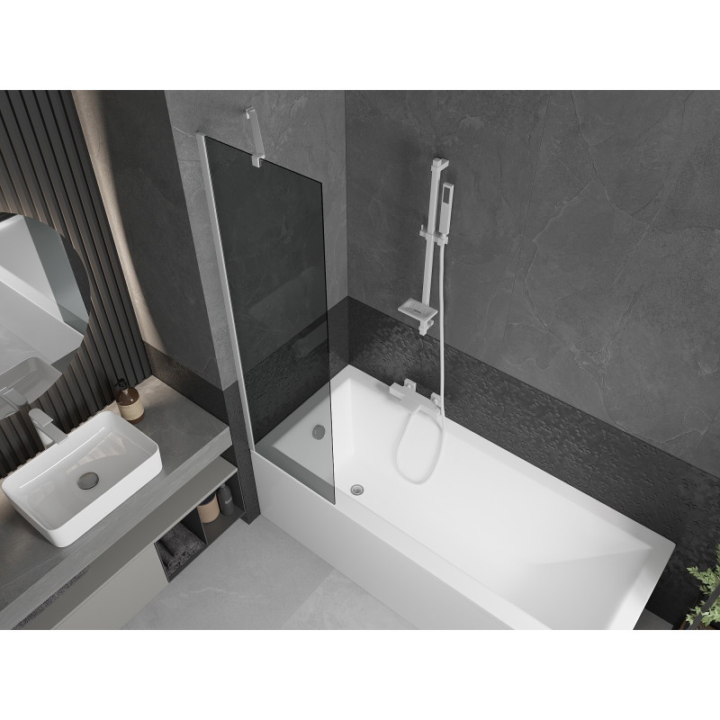 Mexen Next 1-panel bathtub screen 50 x 150 cm, graphite, white - 895-050-000-00-40-20
