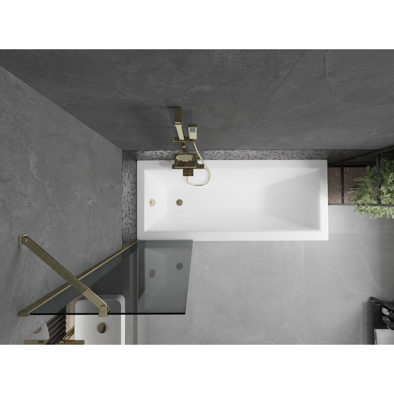 Mexen Next 1-panel bathtub screen 50 x 150 cm, graphite, gold - 895-050-000-00-40-50