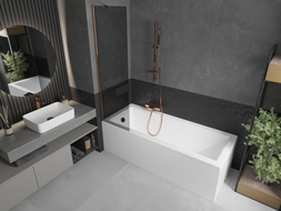 Mexen Next 1-wing bath screen 50 x 150 cm, graphite, rose gold - 895-050-000-00-40-60