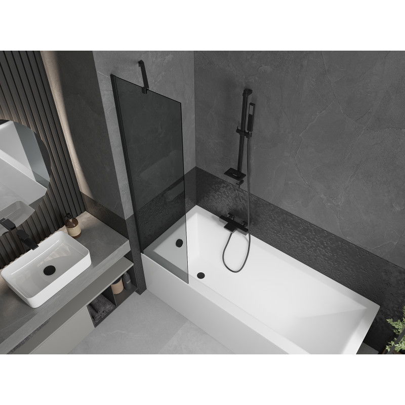 Mexen Next 1-panel shower screen 50 x 150 cm, graphite, black - 895-050-000-00-40-70